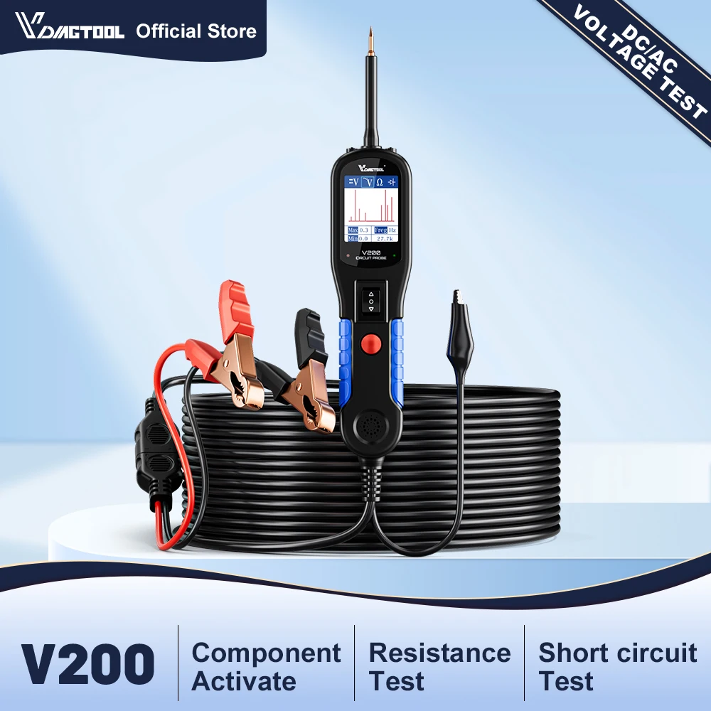 

Диагностический прибор VDIAGTOOL V200 Power Probe 12В/24В для автомобильных электрических систем, тестер цепей, амперметр, вольтметр, инструменты для диагностики электрических систем, кабель 40 футов (12 м)
