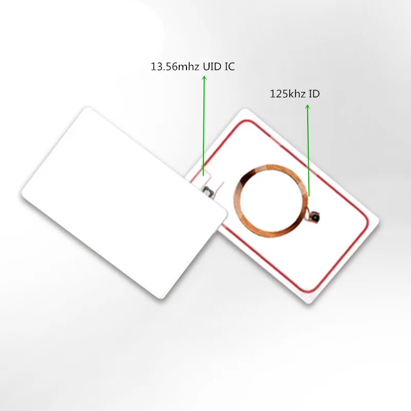 5pcs UID T5577 듀얼 칩 스마트 카드 IC ID 재기록 복제 키 125khz 복사기 복사 배지 13.56mhz 복사기 변경 가능한 NFC 토큰