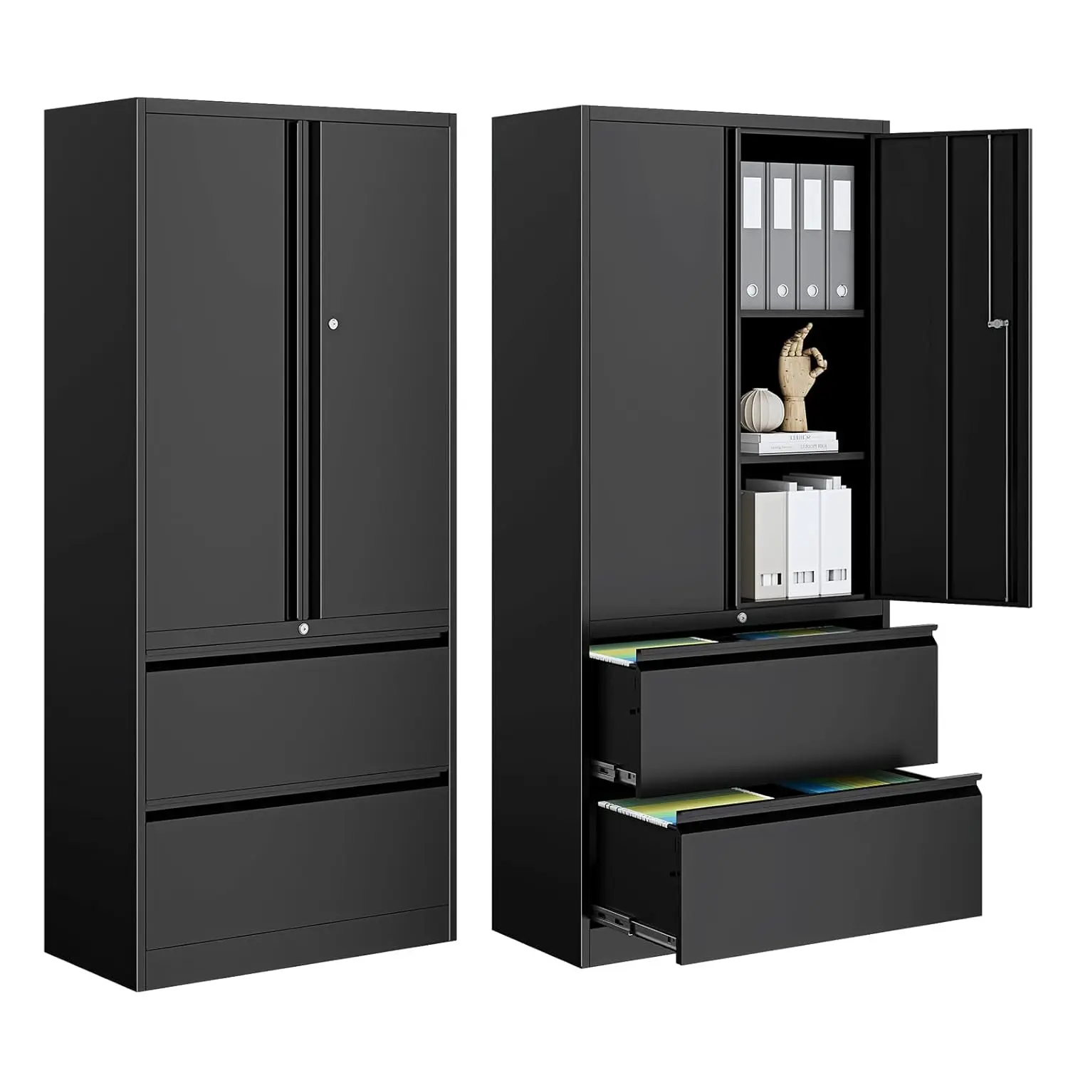 #2-Drawer Metal File Cabinet Lateral Vertical Filing Cabinet Locking Shelves Legal Letter A4 Home Office, Customized