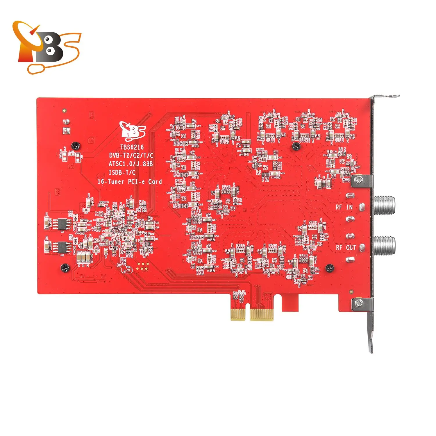 TBS6216 16-Tuner PCIe بطاقة دعم DVB-T2/C2/T/C(J.83A/B/C)/ISDB-T/C/ATSC1.0 كابل أرضي للبث المباشر قنوات تلفزيون FTA