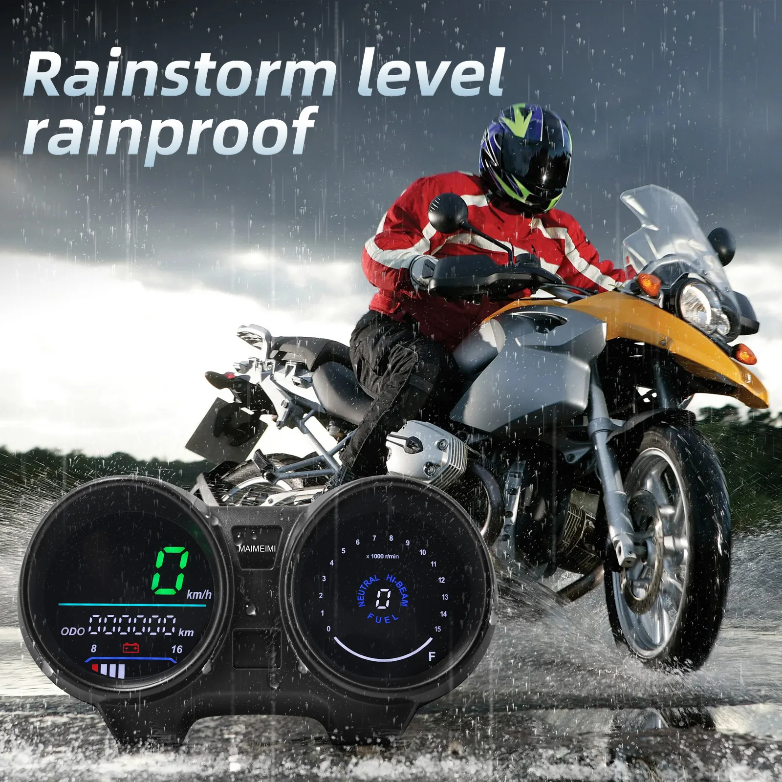 AD Universal Motorcycle Digital Speedometer LCD Odometer Speed Meter Waterproof Motor Dashboard KM/H MPH Tachometer Hour Counter