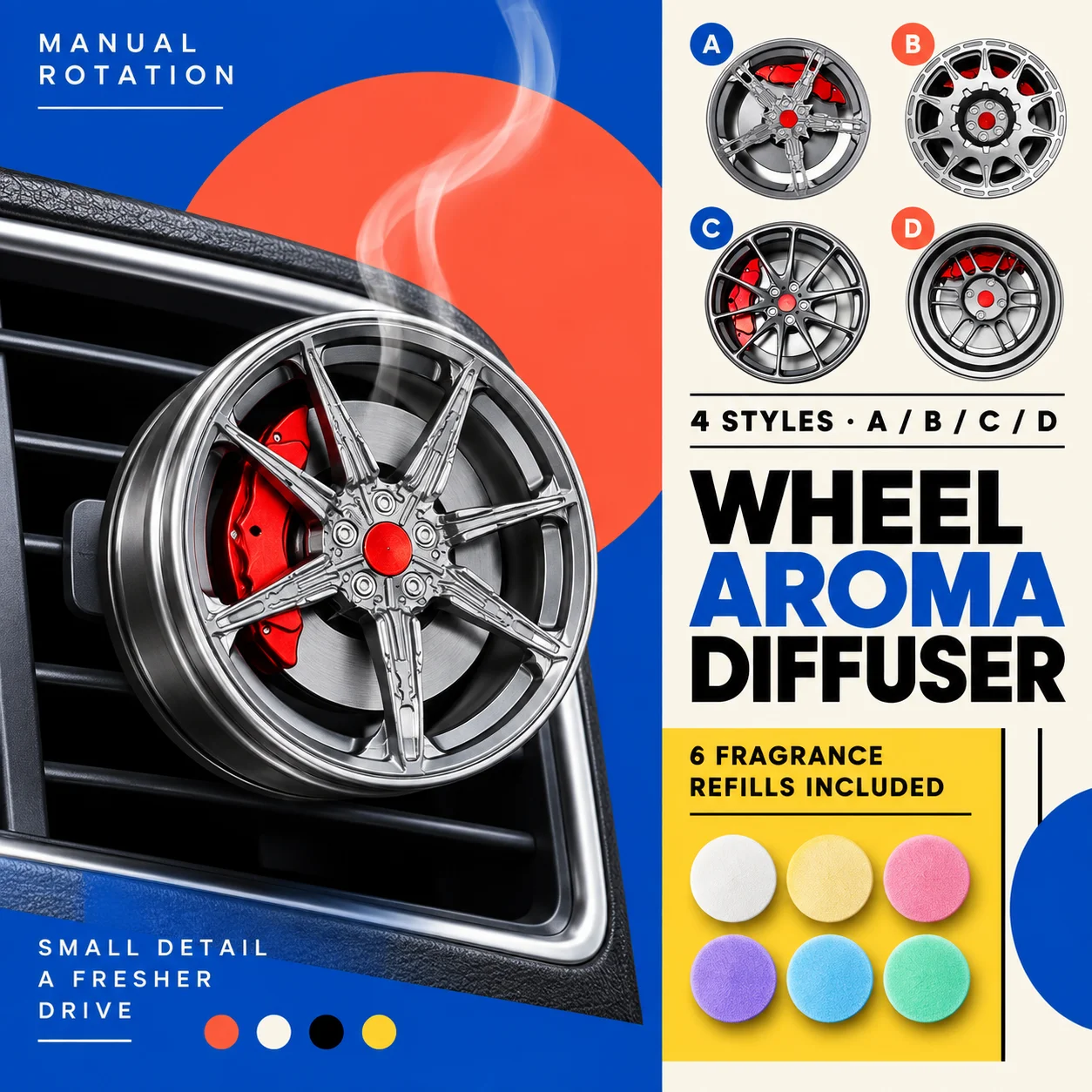 TE37 RID LM Aluminum Alloy Model of Wheel Hub Car Air Outlet Aromatherapy Fingertip Gyro Decoration Wheel Hub Can Rotate