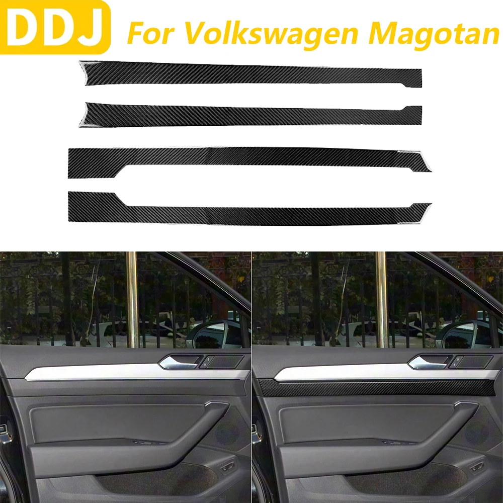 

For Volkswagen Magotan CC 2017-2024 Carbon Fiber Front Rear Inner Door Panel Cover Decorative Car Accessories Decoration Sticker