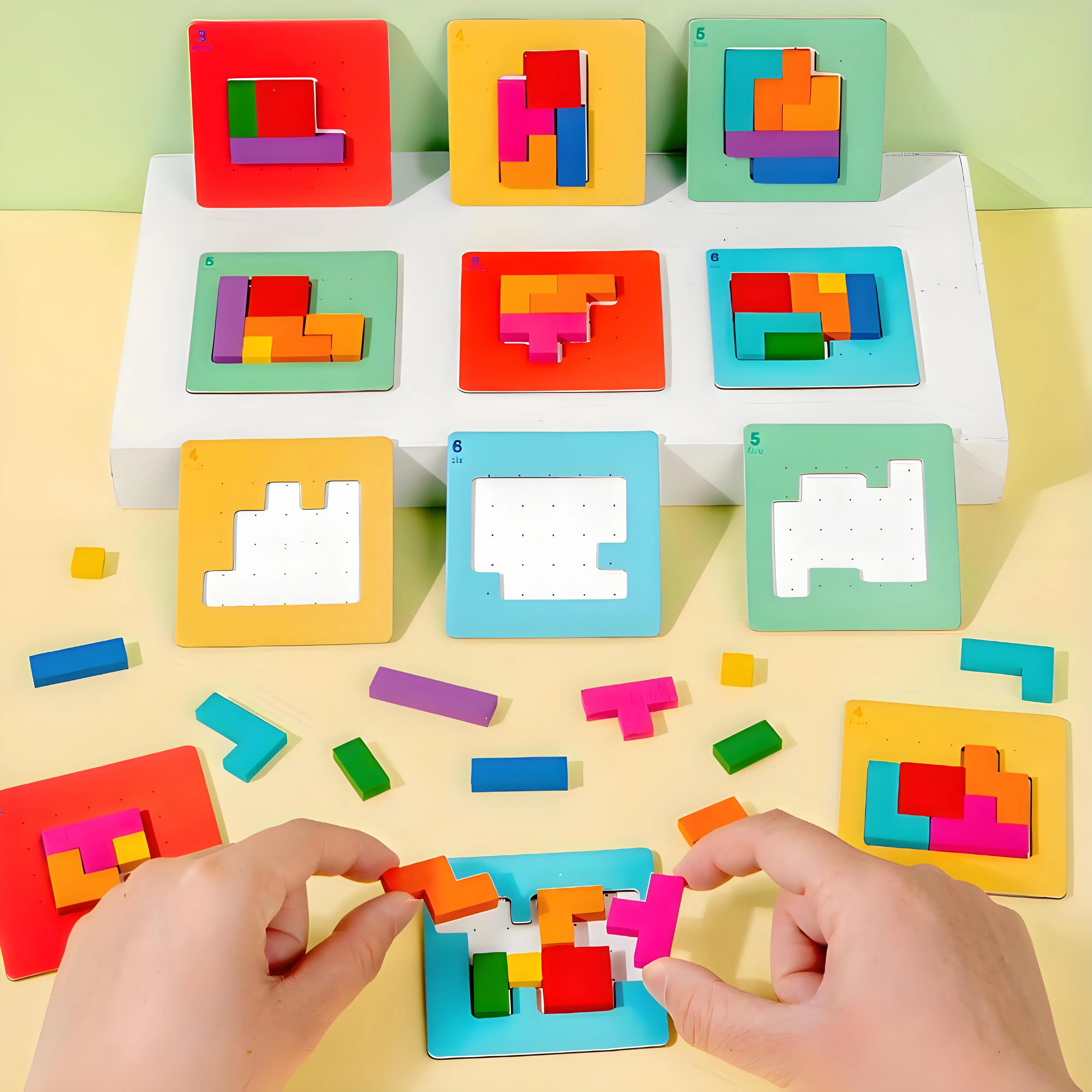 เกมปริศนาบล็อกไม้หลากสีสัน ของเล่นฝึกสมองสำหรับเด็ก - ชุดของขวัญกิจกรรมการเรียนรู้แบบมอนเตสซอรี่เพื่อการศึกษา