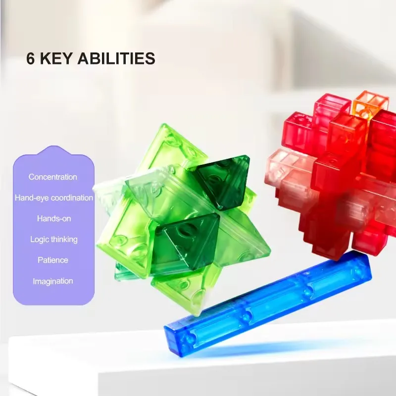 Mideer Neon Space Series Interlocked Mortise And Tenon Kong Ming Lock Luban Lock 3D Intelligent Children Kids Unlock Puzzle Toys