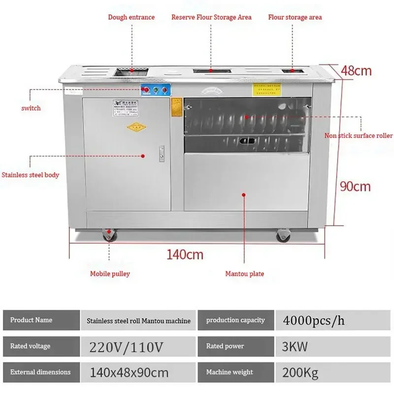 

Dough Divider Round Bread Machine Automatic Breaker Machine Rounder Sandwich Bread Maker 3000w