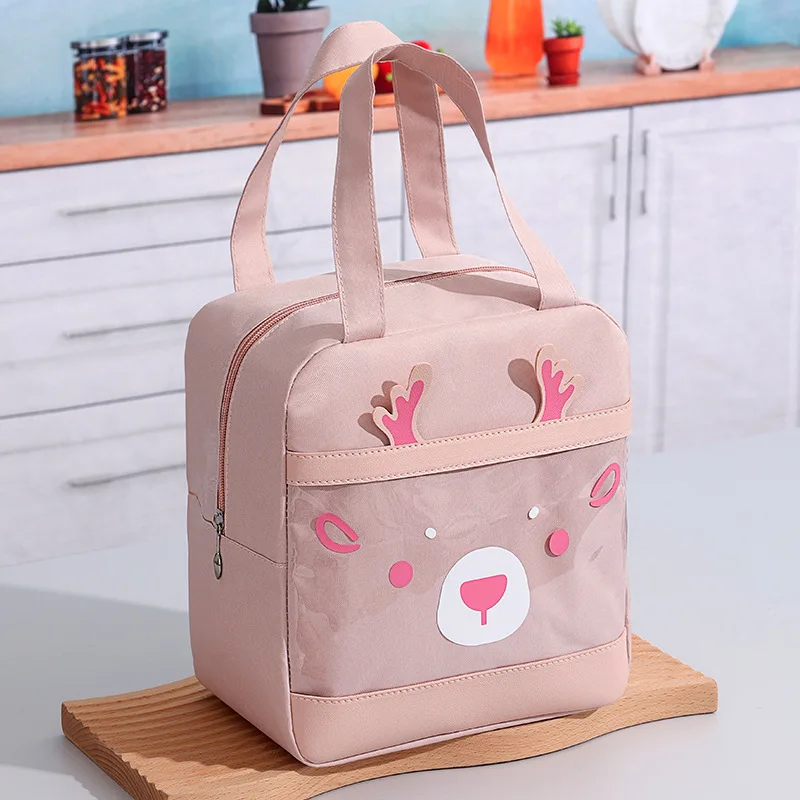 Cartoon Print Carrying Large Capacity Bento Bag  Fruit Food Refrigerated Bag  Oxford Cloth Travel Insulation Picnic Lunch Bag