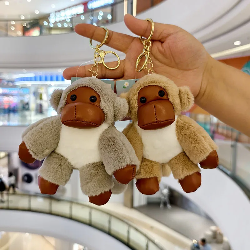13CM Cute Gorilla Plush Toy Keychain Pendant Jungle Gorilla Gray Monkey Stuffed Doll Bag Charm Doll Funny Birthday Gift Kids Toy