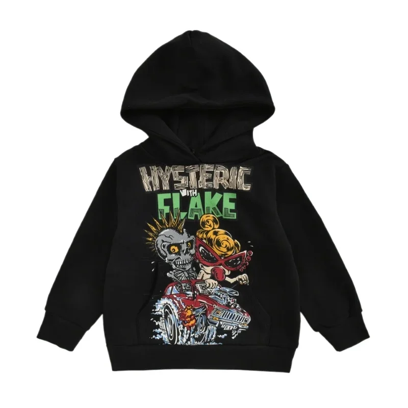 Japanese  Winter  Looped Skull Trendy Rock Style Hoodie Autumn Kids Long Sleeved Hoodies  Boy Hooded Tops Boys Sweatshirts