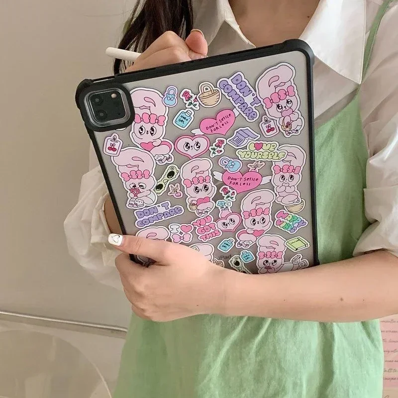 Cartoon Rabbit Acrylic Protective iPad Case Cover for 10.9inch iPad Air 4 5 11inch 12.9inch iPad Pro 2020 2021 2022