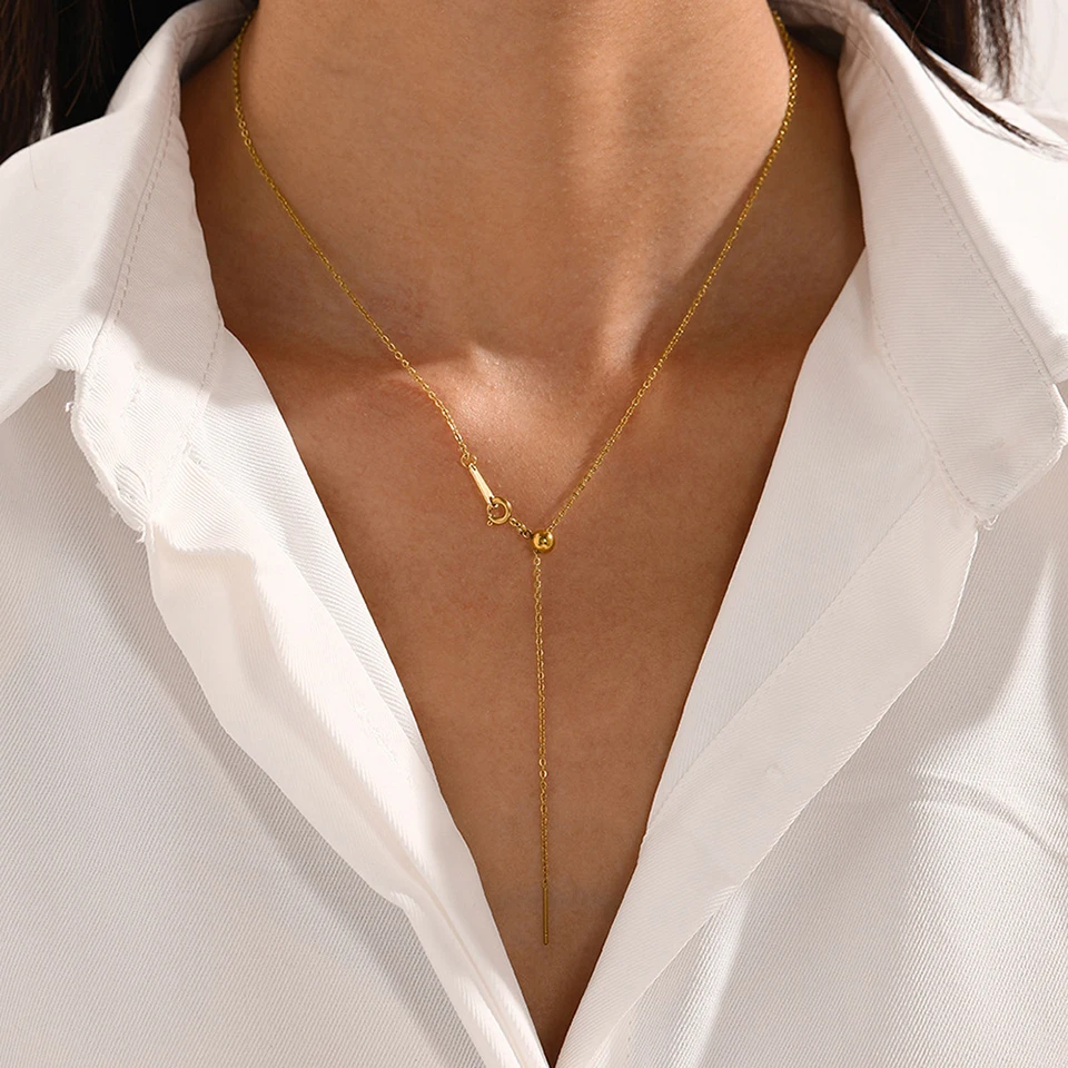 EMANCO 10 Stück Edelstahl Zarte Kettenhalskette Choker-Halsketten für Damen Modeschmuck Lange Mehrlagige Anhängerhalskette – Detail 3