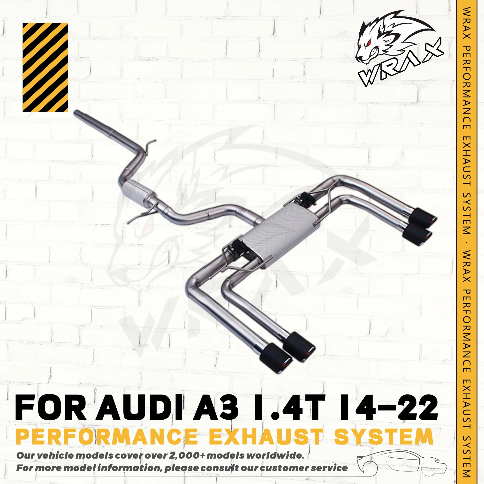 

Выхлопная система с клапаном для Audi A3 1.4T 2014-2022, глянцевая/матовая серебристая, из нержавеющей стали SS304, прямая замена