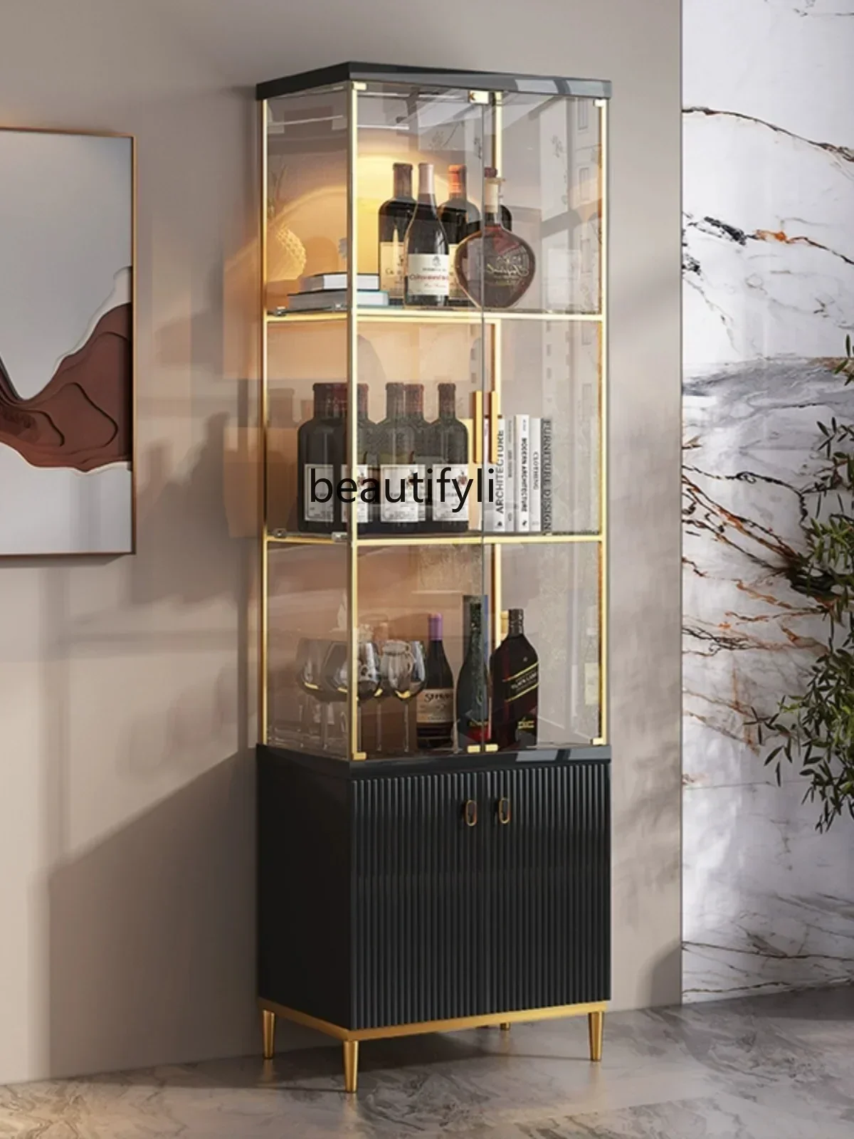 

20031 Легкий роскошный винный шкаф в итальянском стиле, витрина ручной работы, настенная встроенная витрина для хранения, современная двойная дверь Tempe