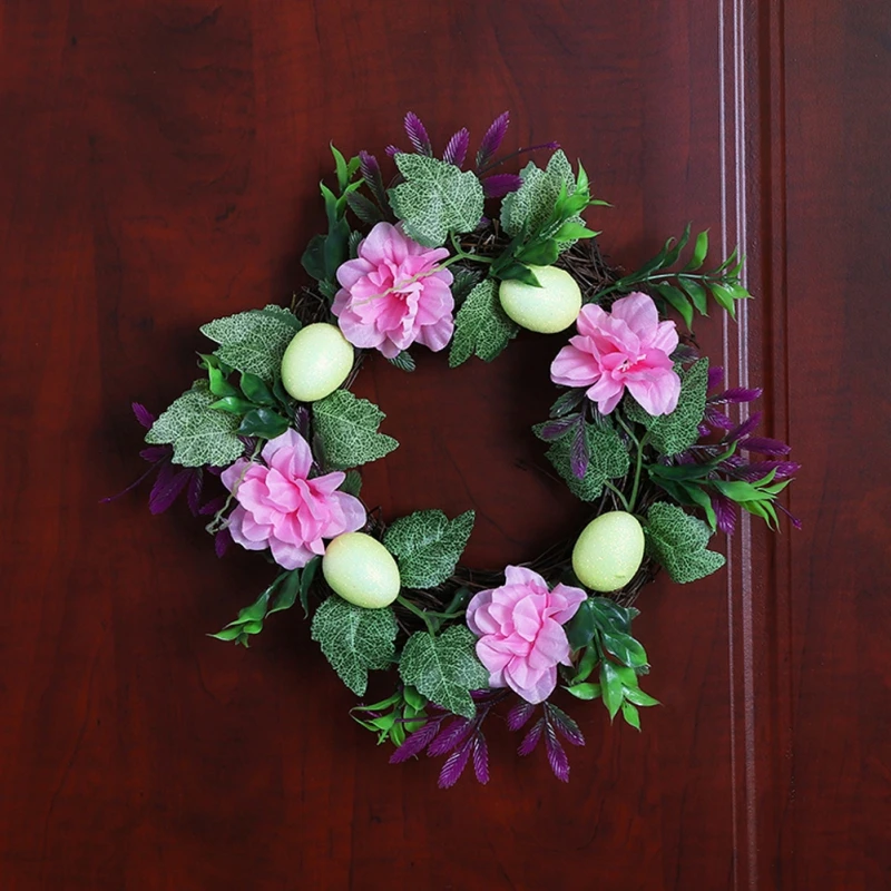 Décoration de guirlande de feuilles de fleurs artificielles, couronne de printemps pour la décoration intérieure, ornement de porte d'entrée de Pâques suspendu, entrée de jardin, 30cm