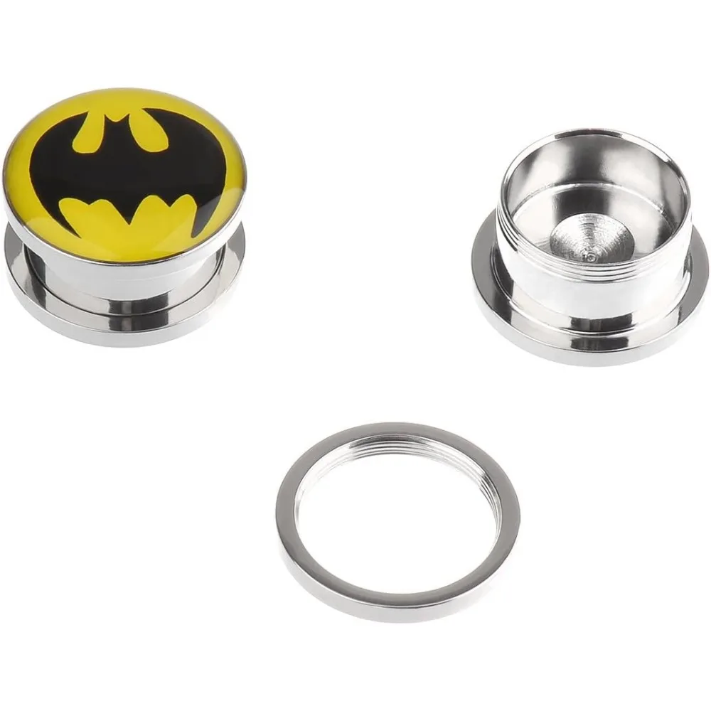 2 Paar hochwertige 316L Edelstahl Schraub-Ohrstecker, Tunnel-Plugs/Channel Double Horn Expander Piercing-Schmuck 2g-5/8 Zoll – Detail 6