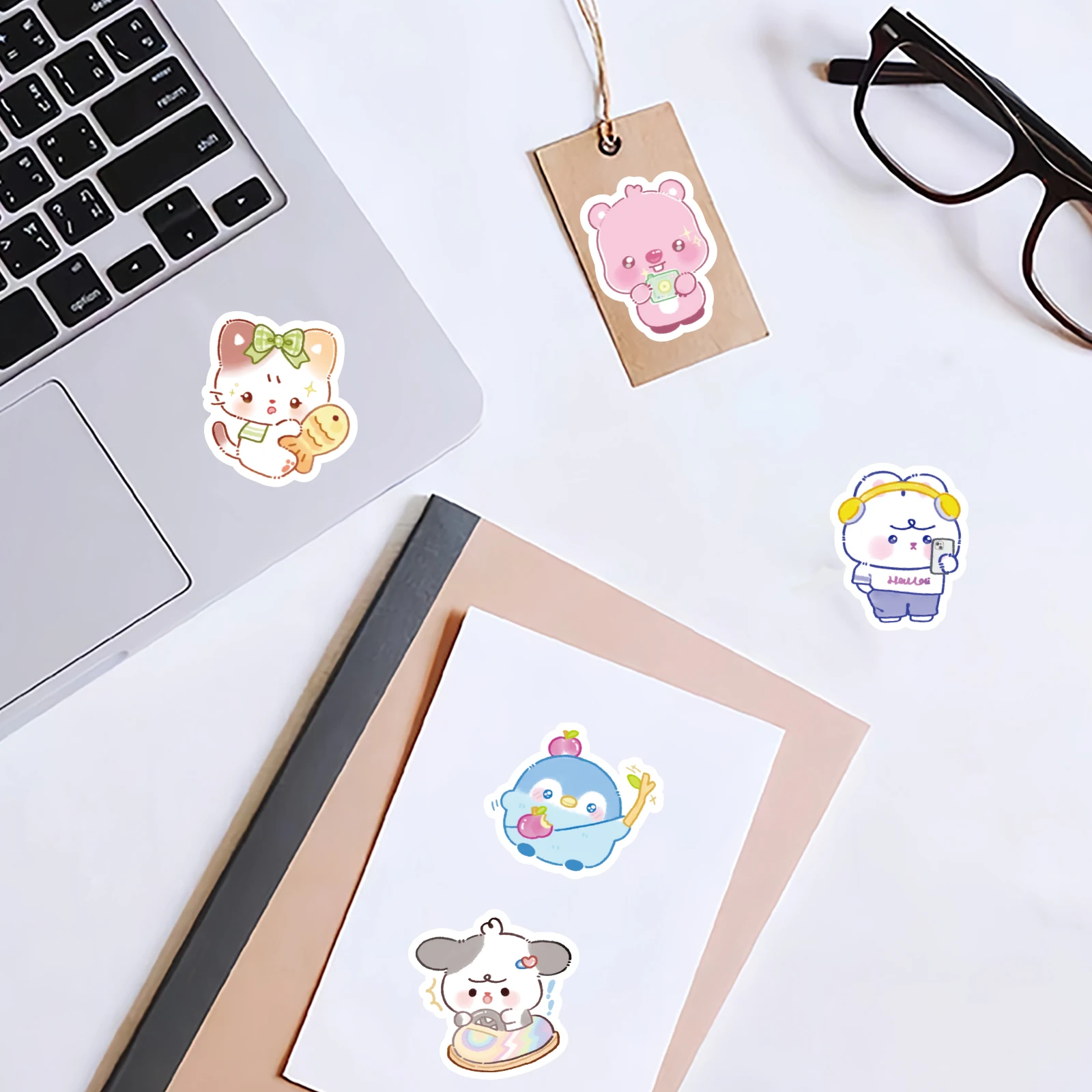 45PCS Penguin, Kitten, Puppy Cute Theme Stickers Decorated Diary Notebook Skateboard Classic Toys And Stationery Decal