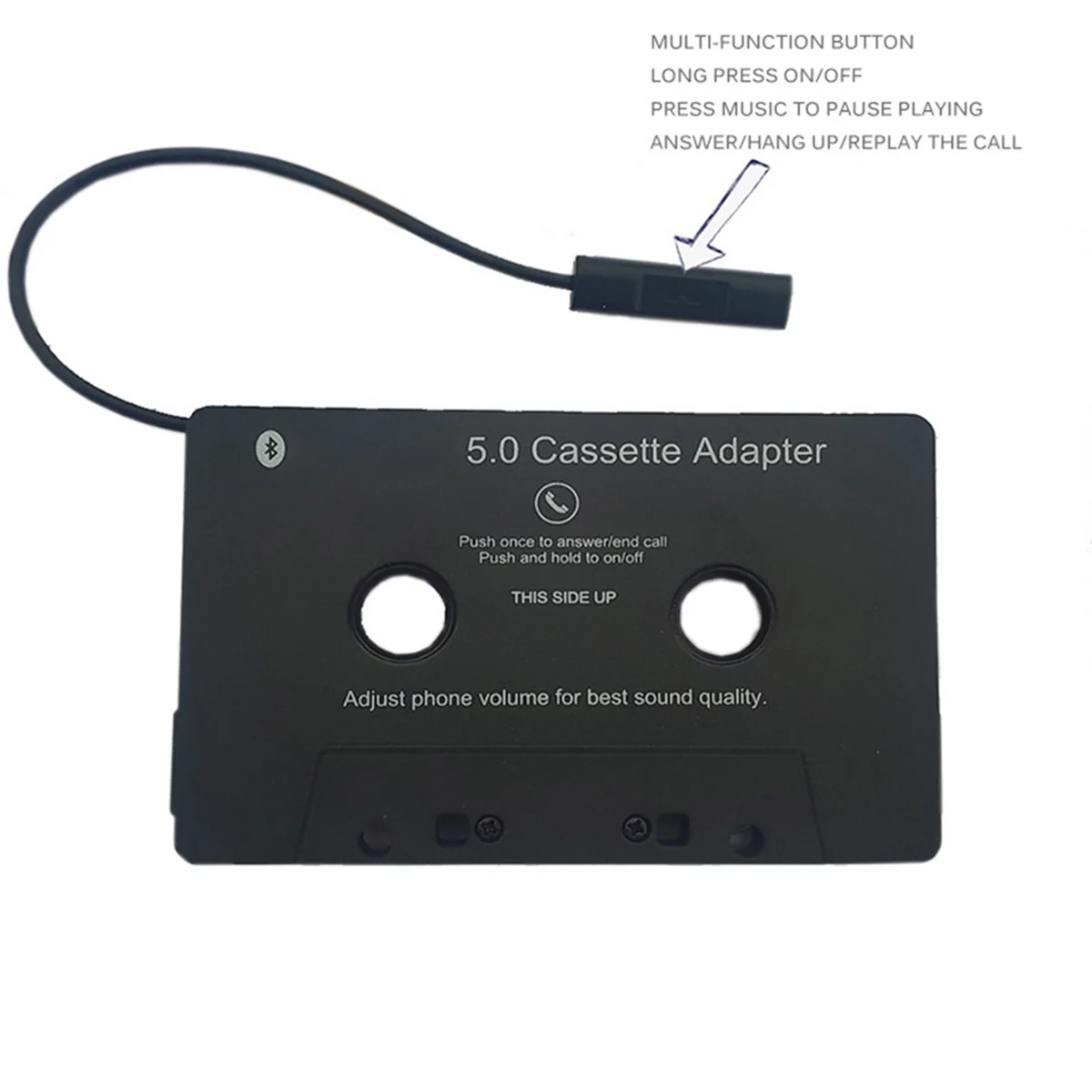 

#414R Universal Cassette Bluetooth 5.0 Adapter Converter Wireless Cassette to Car Cassette Tape Auxiliary Adapter (Black)