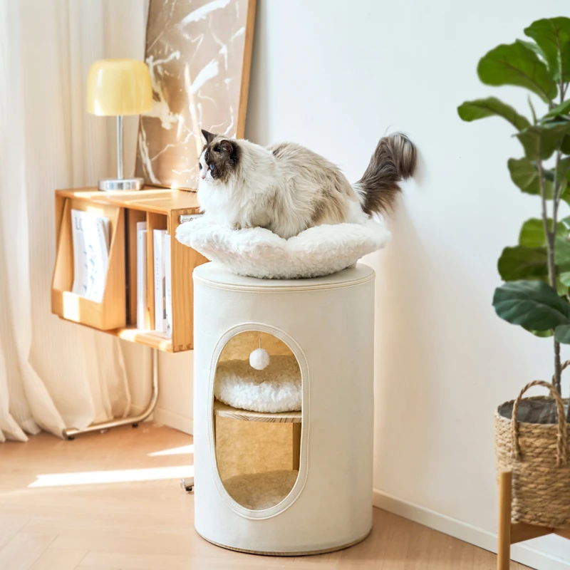 

Flower Tube Cat Climbing Frame Solid Wood Cat Nest Large Multi-Cat Family Multi-Level Insulation Doesn't Take Up Much Space