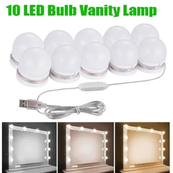 LED Makeup Mirror Light Bulbs USB Charging Vanity Makeup Mirror Lights Bathroom Dressing Table Lighting Dimmable LED Wall Lamp