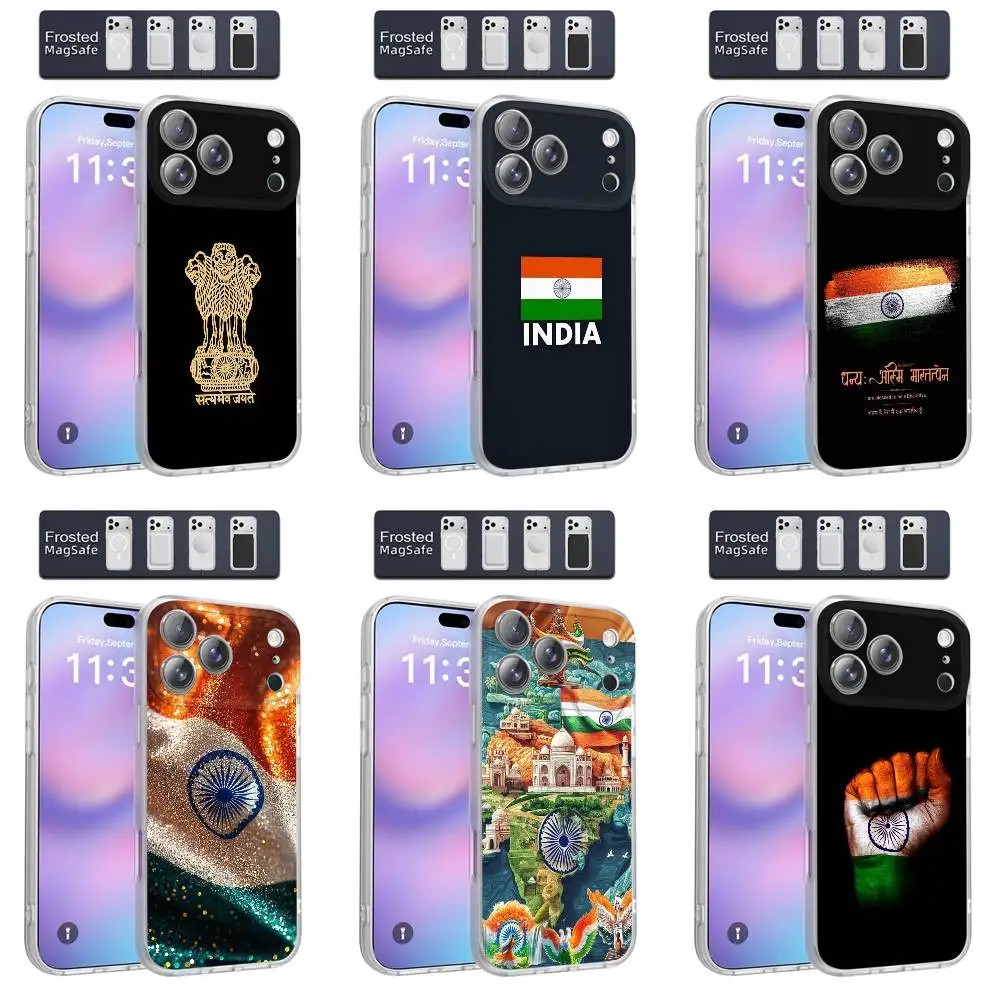 

India Indian National Emble Flag Phone Case For iPhone 17,16,15,14,13,12,11,Pro,Max,Plus,E,Air,Mini Magnetic Magsafe Frosted