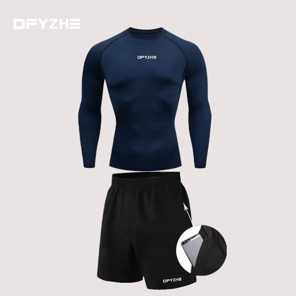 

2026 new DFYZHE men's sports short sleeved fitness compression sportswear running sportswear boxing training sportswear set