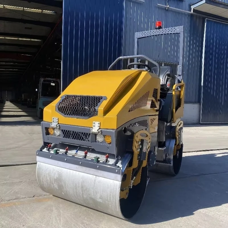 Double Drum Ride 1000kg-3000kg Road Roller Hydraulic Asphalt Concrete Trench Compactor Kubota Vibratory Roller