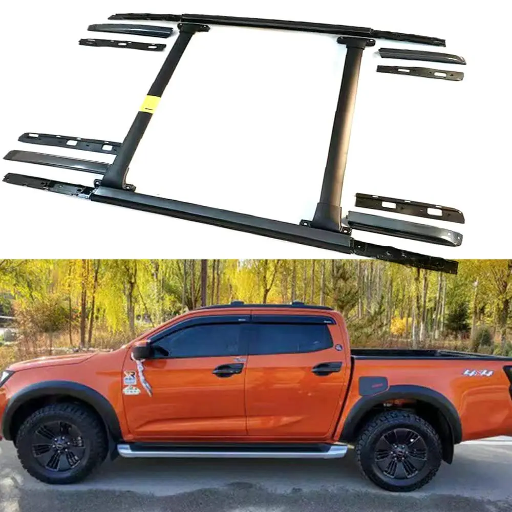 FTAPACCE 4PCS Roof Rail Racks Cross Bars Kit Fits for Isuzu D-MAX DMAX 2021-2024 Cargo Crossbars Luggage Carrier Aluminum Black