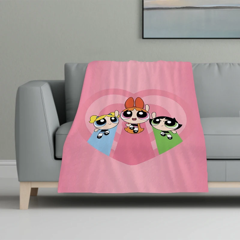 

P-Powerpuffss Cute Girls Bedspread on the Bed Camping Blanket Sofa Blankets & Throws Furry Winter Knee Warm Baby Bedspreads Home