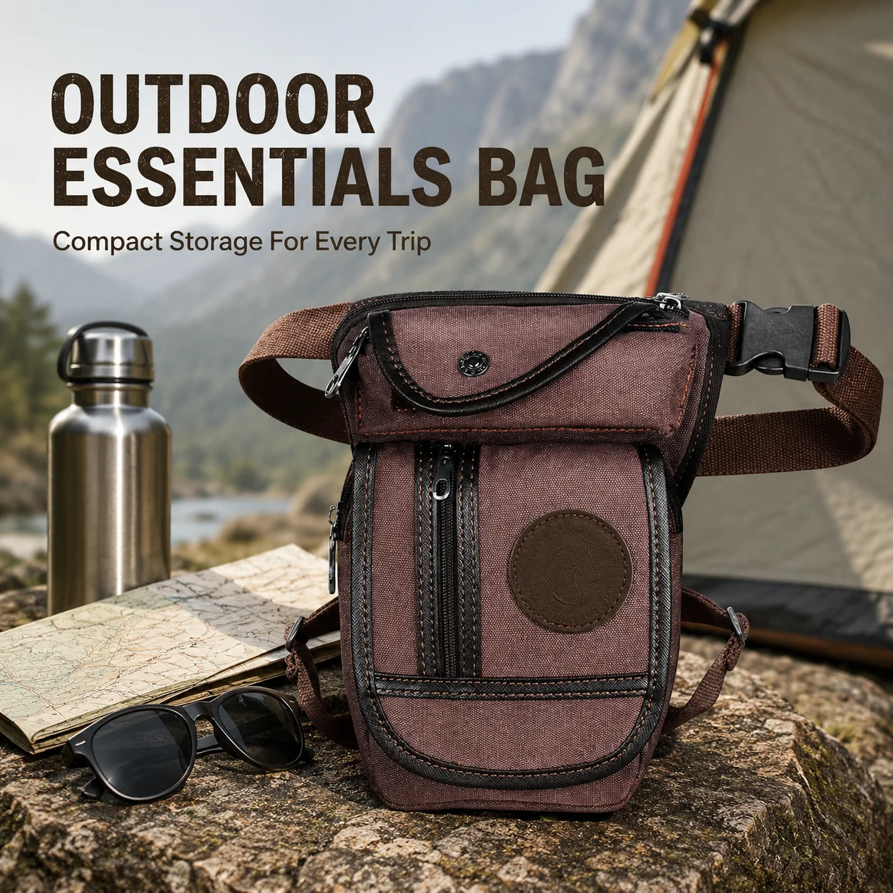 Men's Retro Canvas Thigh Drop Leg Bag Motorbike Riding Hip Fanny Pack Outdoor Camping Hiking Messenger Pouch Hippie Waist Bags
