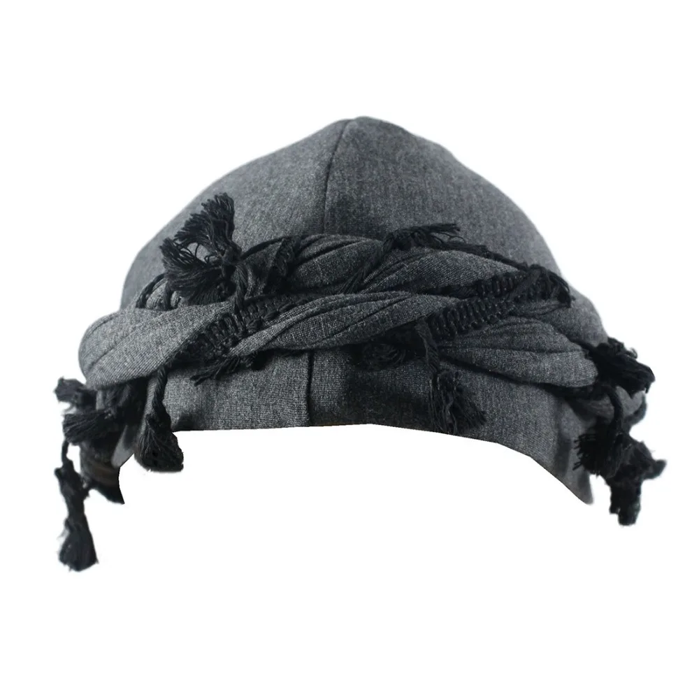

Hop Tassel Punk Bandana Hat Fringe Double Layer Men Braid Hat Burr Trim Beanie Cap Head Wraps Hiking