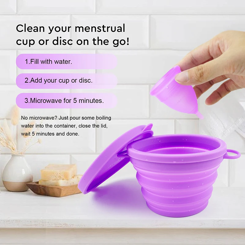 Silicone Menstrual Cup Steralizer Applicator Kit Coletor Menstrual Feminino Menstruatiecups Case Sterilization Foldable Box