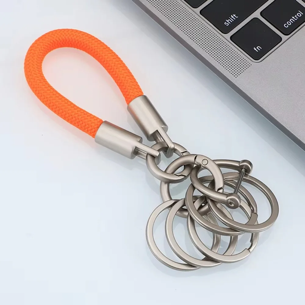 Thickened Rope Woven Rope Keychain Metal Quick-hook Anti-lost Design Car Key Wrist Strap Creative Shape Key Chain Pendant