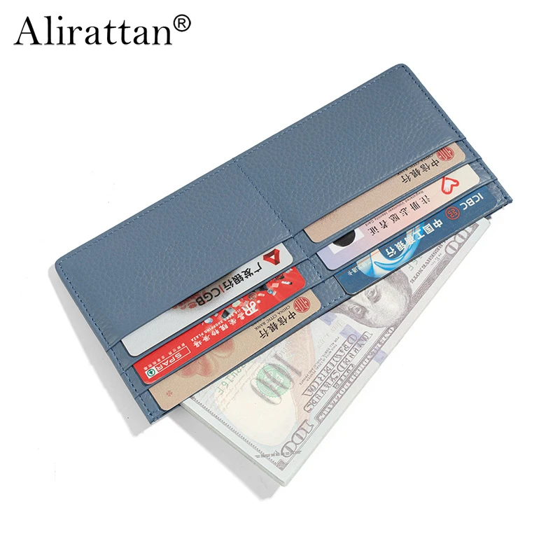 Alirattan 2026 New Ultra Thin Leather Wallet Fashionable Women's Card Bag Multiple Card Slots Soft Cowhide Wallet Zipper Wallet