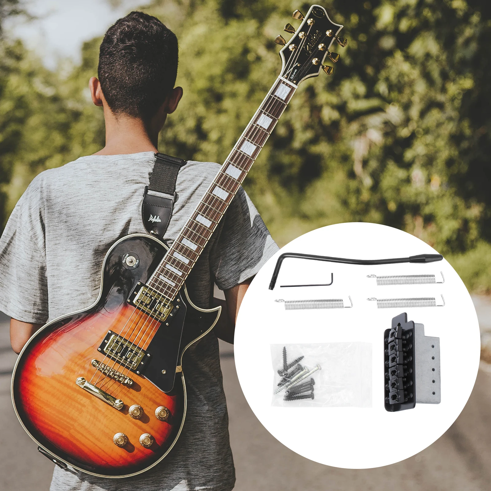 

6 String Black Bridge Set Right Handed Single Tremolo Guitar Bridge Electric Guitar Parts Accessories Left Handed Guitar Bridge