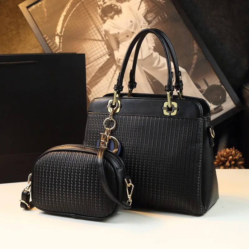 Women 2PCS Set Leather Handbag Ladies Bags Large Capacity  Tote  For  Luxury Designder Shoulder Bag Sac