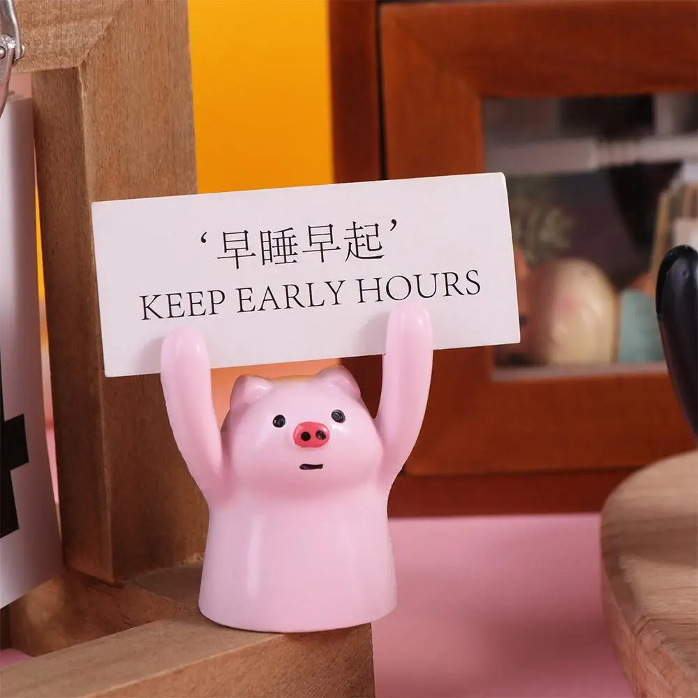 Lovely Messege Desktop Memo Clip Holder Picture Resin Hand Raising Card Clip Frog Animal Shaped Photo Stander Clip Decoration