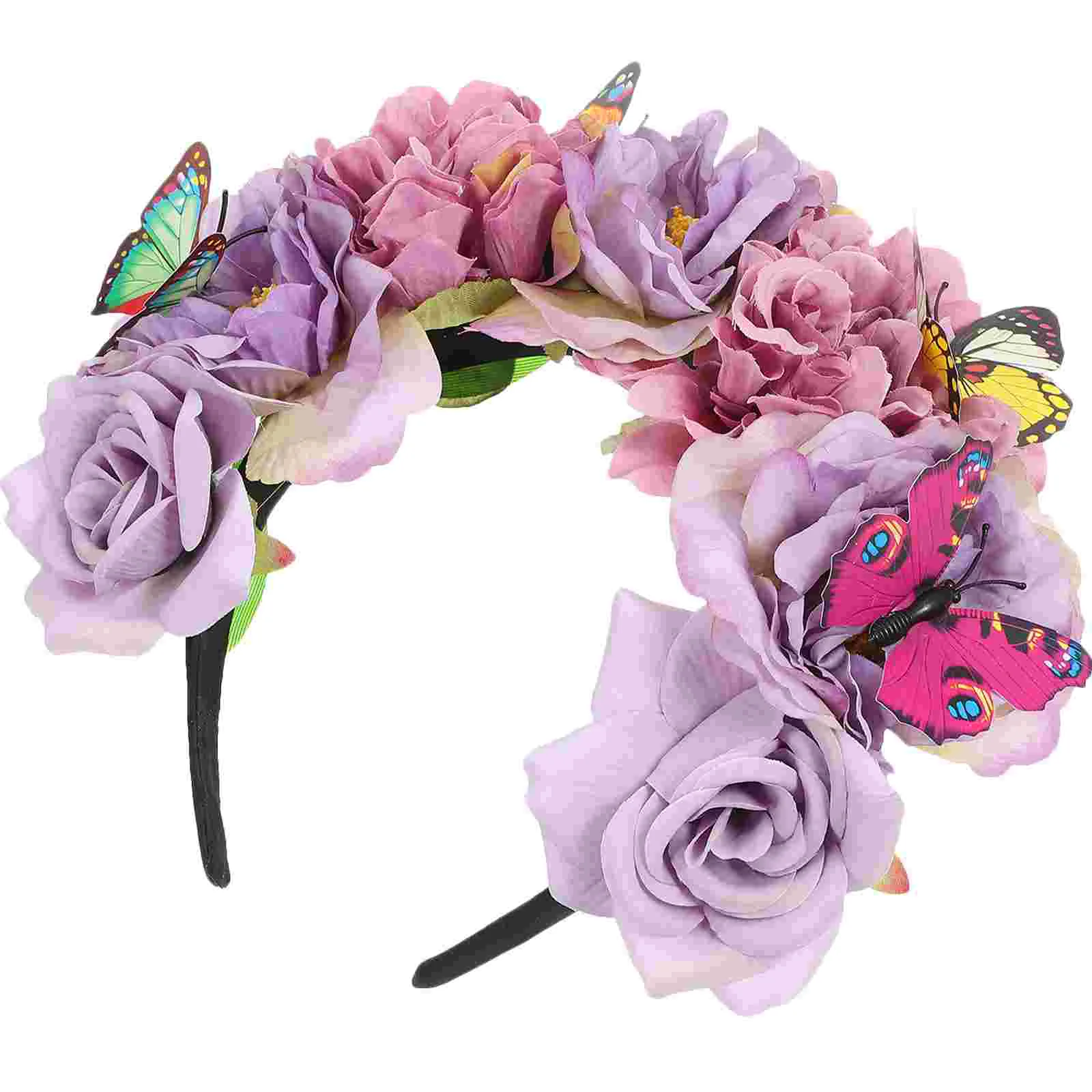 

Artificial Flower Headband Prom Headbands for Women Cosplay Boho Decor Butterfly Hair Accessories Floral Headpiece