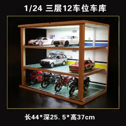 Car Model Storage Cabinet, Display Cabinet, Scene Model of Solid Wood, Parking Lot and Garage, Dust Proof Storage Box Lamp 1: