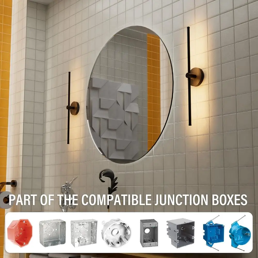 24 Inch LED Indoor Linear Wall Sconces Set o Two, 3CCT Switchable, Matte Black, Hardwired and Wall Mounted, Dimmable or Living R