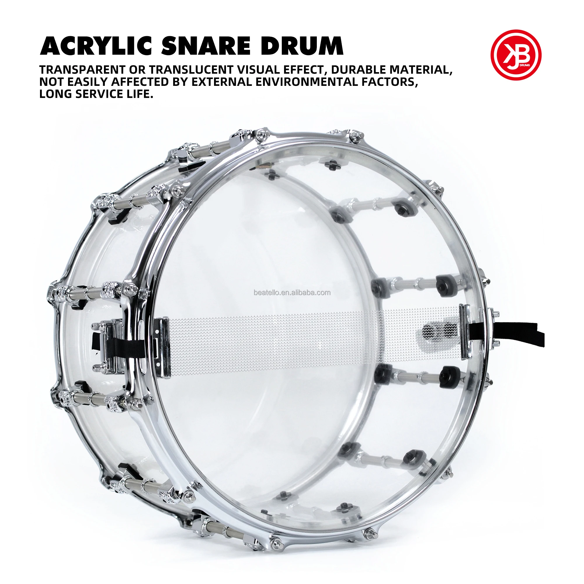 High quality transparent snare drum acrylic snare drum professional musical instrument suitable for drum sets 5