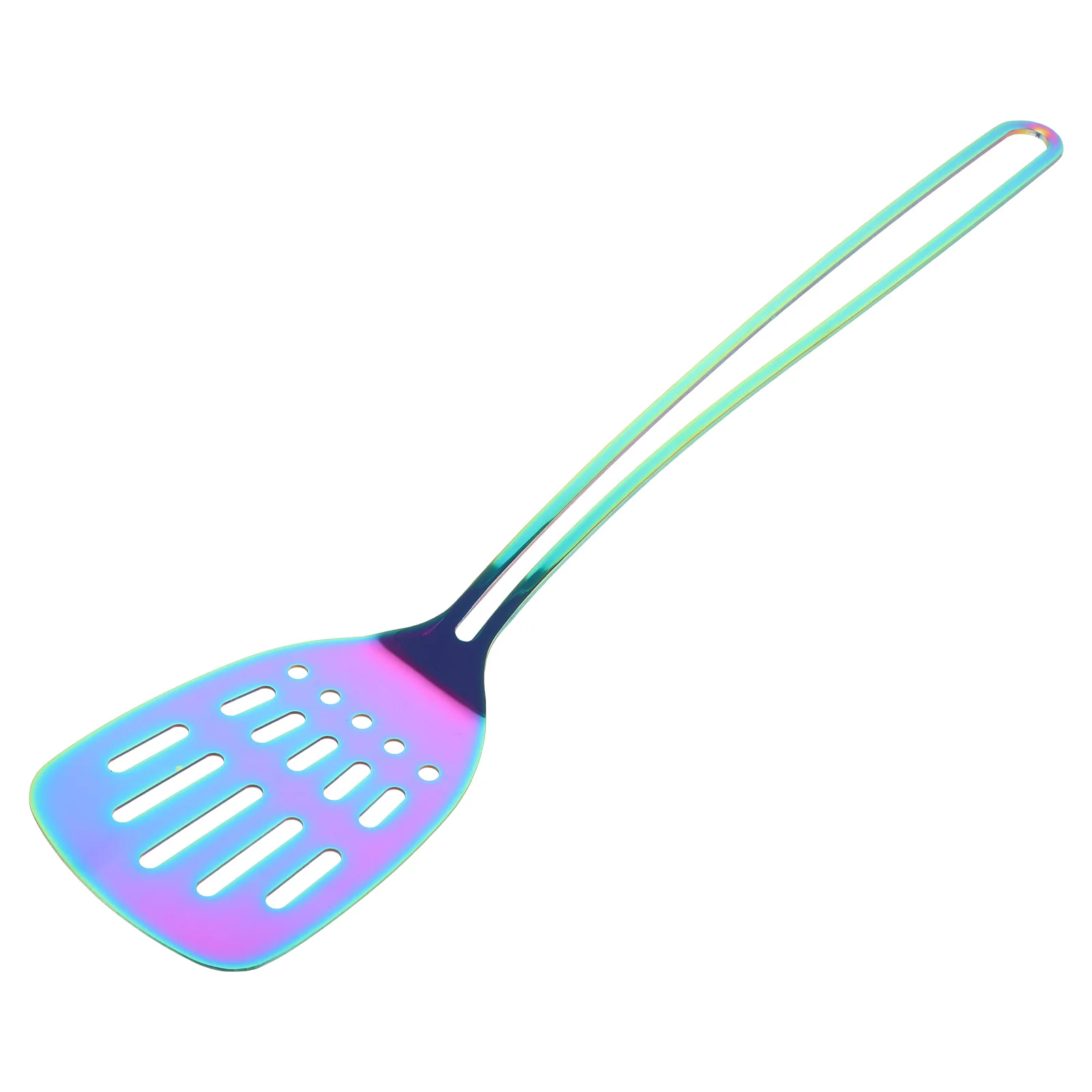 

1pcs Stainless Steel Slotted Spatula Hollow Handle Kitchen Frying Serving Perforated Turner Metal Utensil Easy Clean Comfort