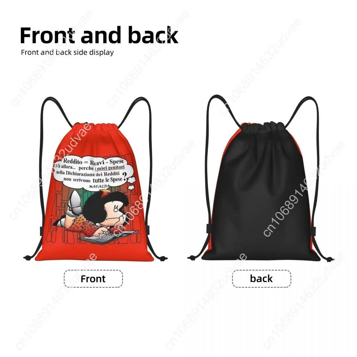 Qu37Comic Cartoon Personalized Backpack for Men and Women Mafalda Proximity Shoulder Bag, Lightweight Storage Bag