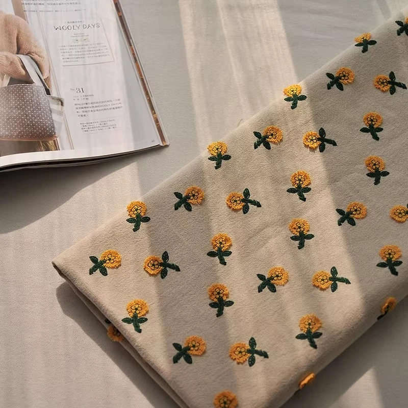 

Хлопковая мягкая дышащая ткань для штор с вышивкой ромашки, ручное шитье, сделай сам, подушка, диван, стол, цветочный домашний декор, материал для рукоделия