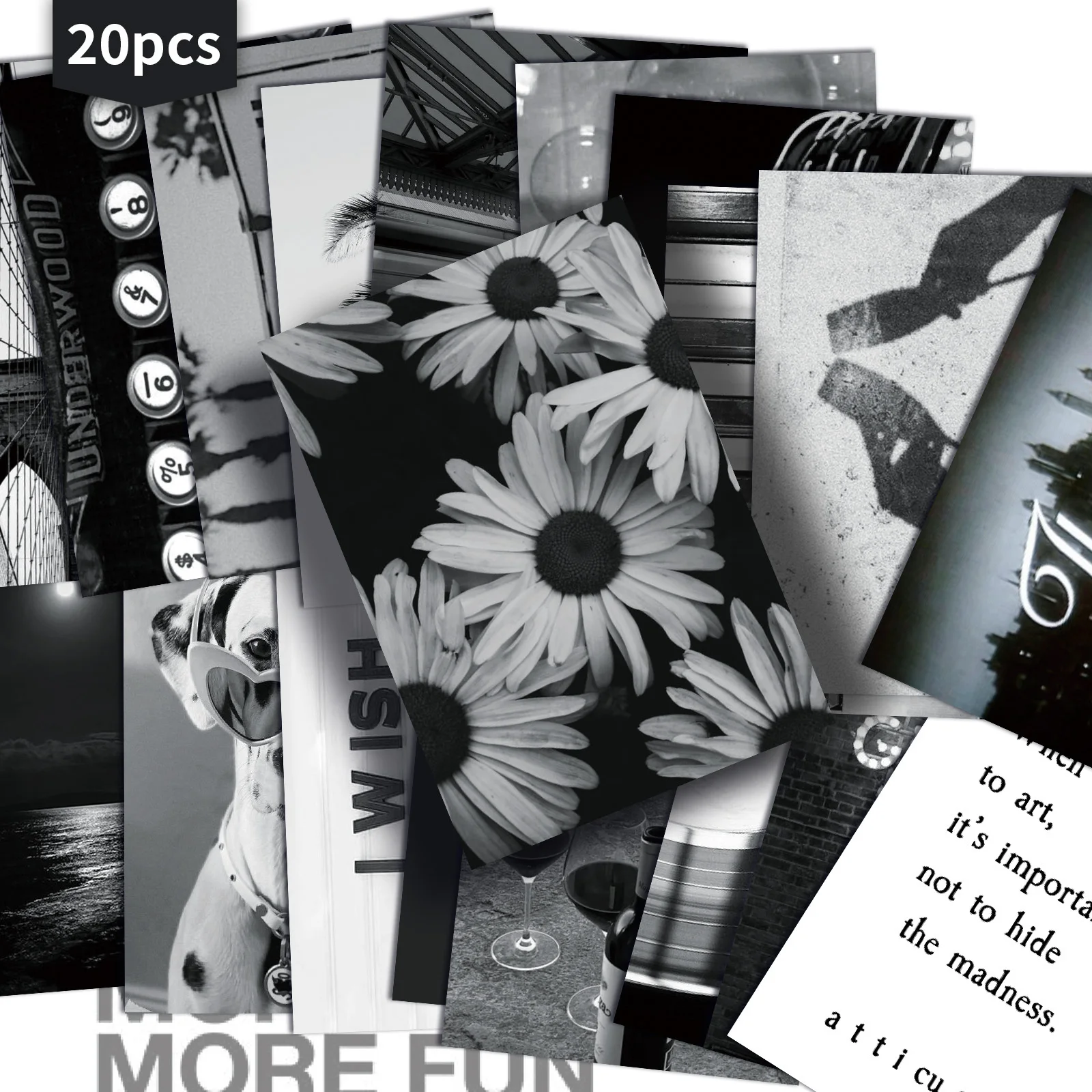 20PCS Retro Black and White Aesthetic Background Postcards, Classic Poster Girl Illustrations, Collectible Decorative Cards