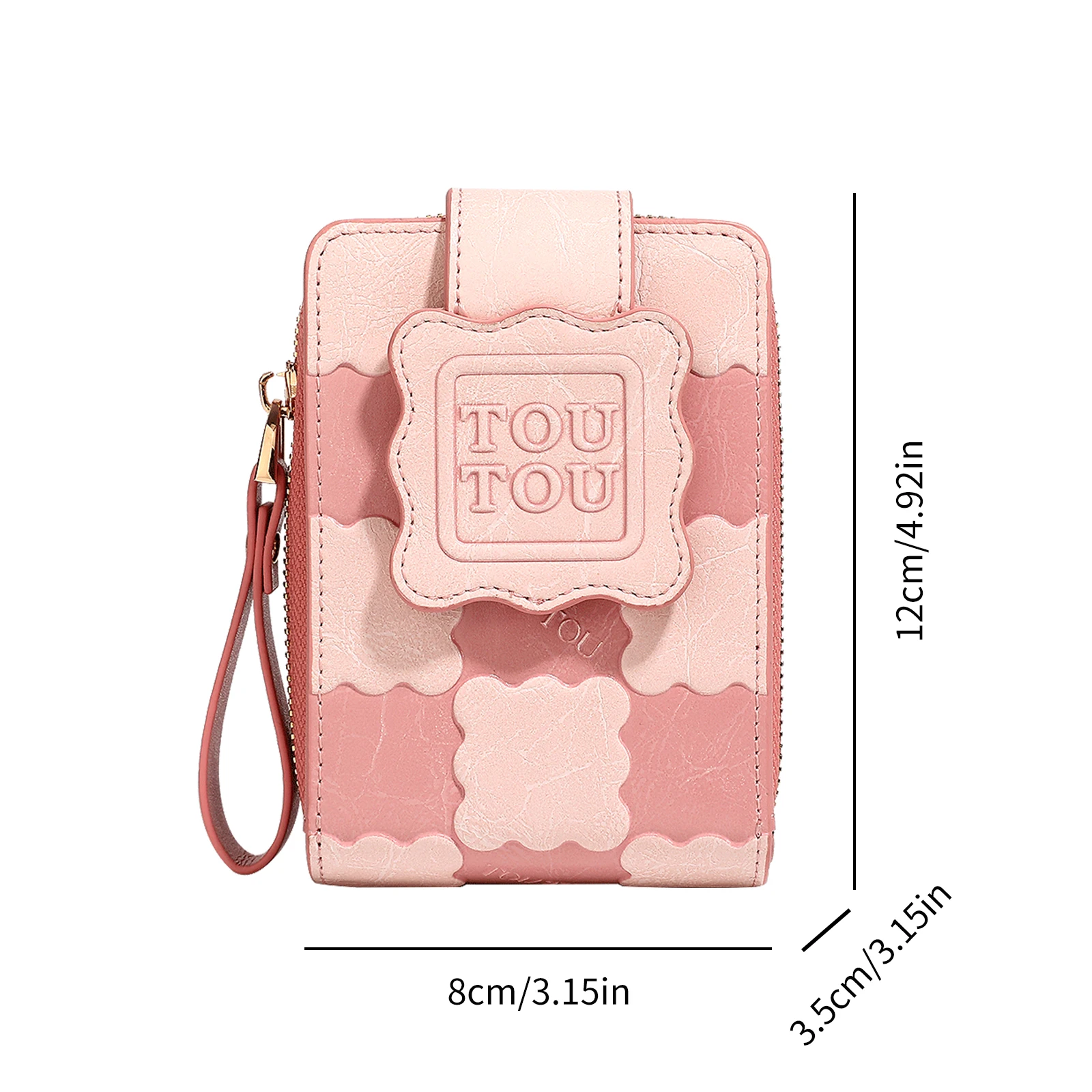 TOUTOU Pink Lovely Wallet for Women, Cookie Design Purse Organizer With Card Slots and Zip Cash Holder, Lightweight and Durable