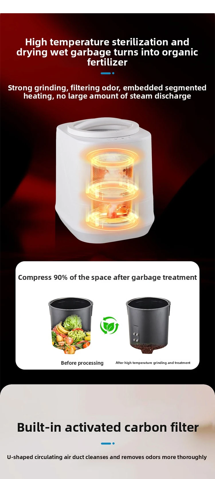 Best Selling Electric Kitchen Garbage Disposer Eco-conscious Low Noise Automated Food Waste Composter