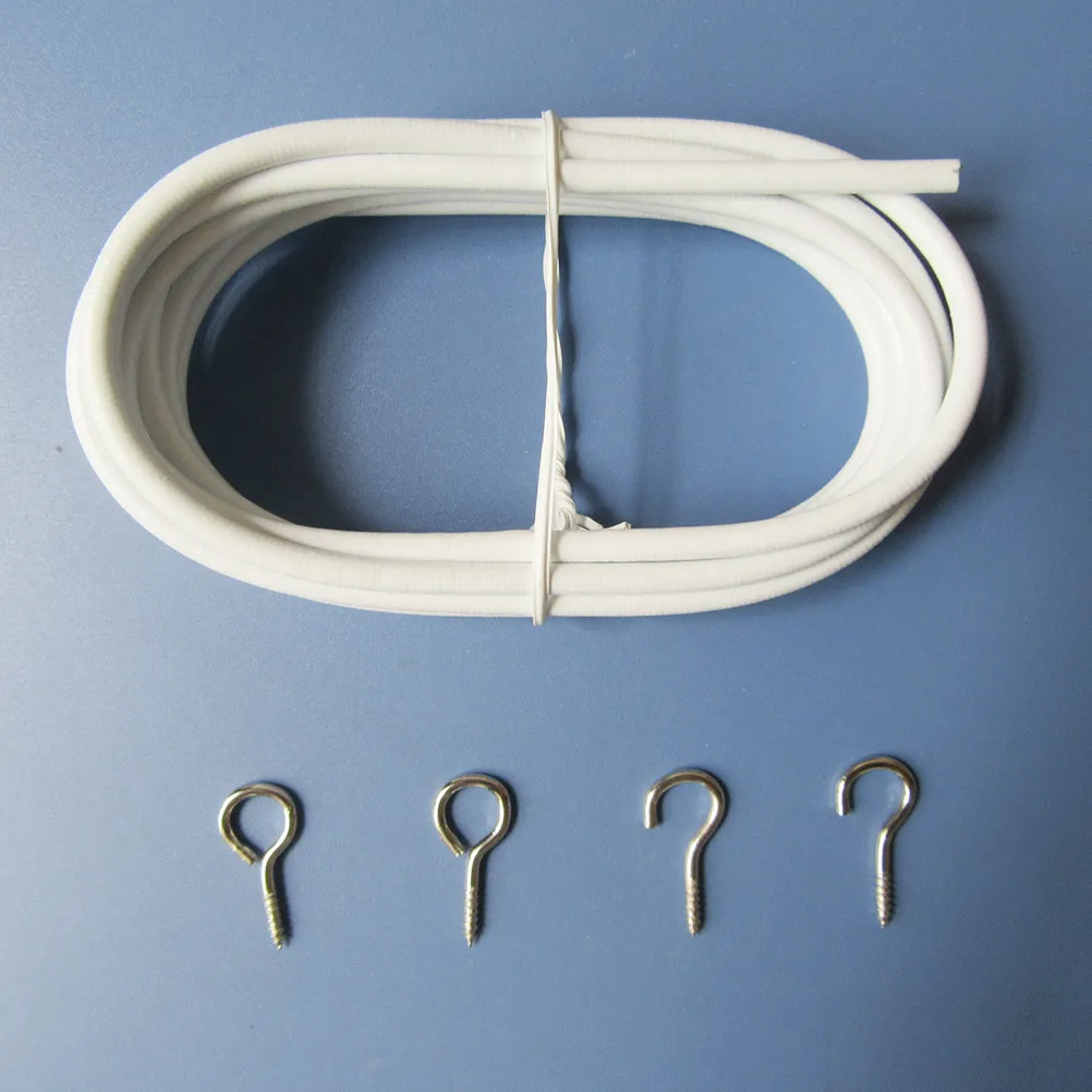 3 Meters Curtain Rope PVC Plastic Coated Strong Steel Wire Easy Screw Install Extendable Sheep Eye Nails Decorative Accessories