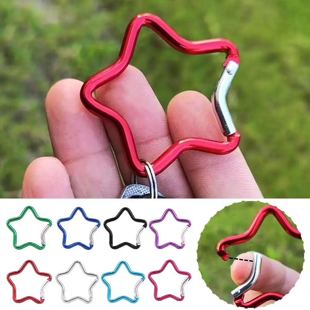 Star Shaped Aluminum Alloy Carabiner Keychain Snap Hook Buckle for Outdoor Backpack Camping Climbing Hiking Travel Safety B E1U8