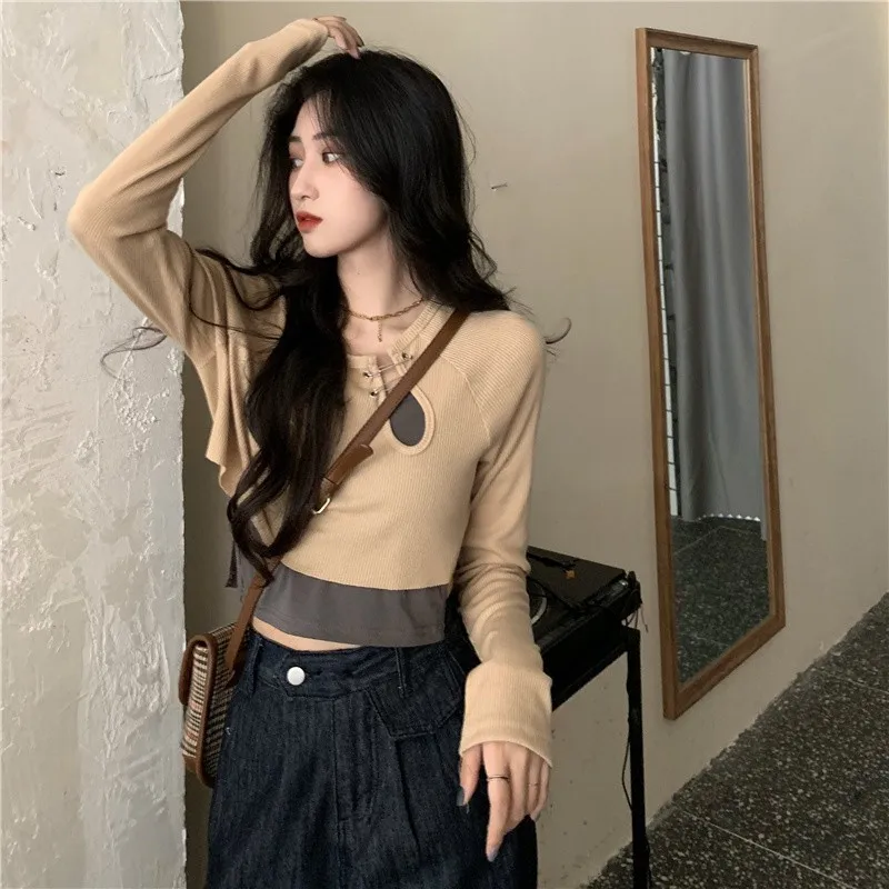 Shirt Sets Women Slim High Street Temper Korean Style Autumn Basic Ctop Tops Girlish All-match Aesthetic Clothes Fashion Ins