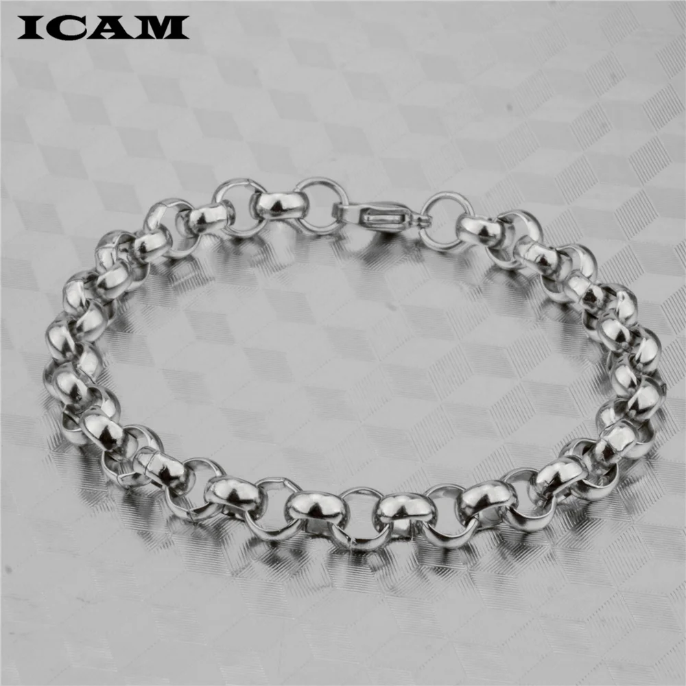ICAM Men\'s Women\'s Black Stainless Steel Bracelet Round Box Chain Bracelets 2018 Dropshipping Wholesale Jewelry Hip Hop